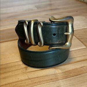 Brighton Green Leather Belt with Brass Buckle size Medium